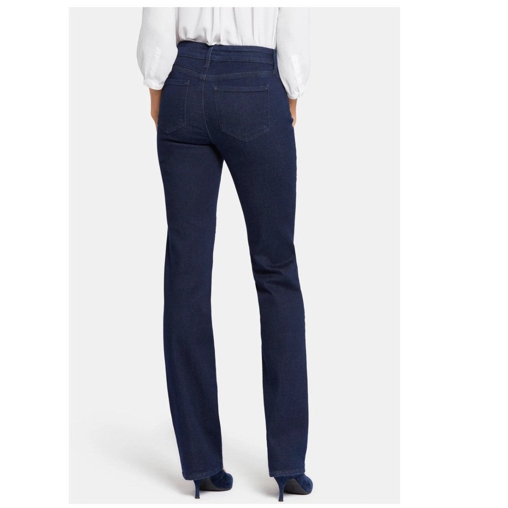 NYDJ Marilyn Straight Leg Jeans Black Denim Size 10P Petite High Rise Stretch - Picture 2 of 13